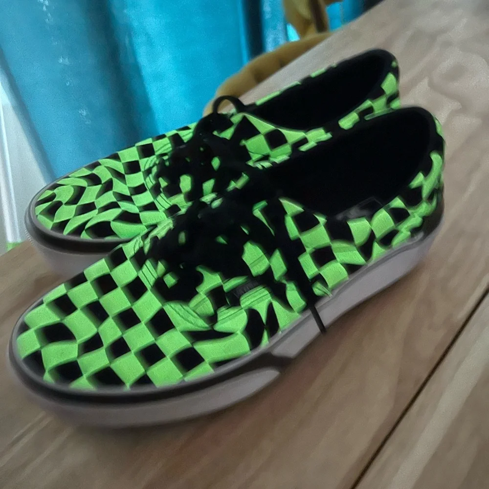 Vans Black and Yellow/green Checkered platform Sneakers - Picture 6 of 6